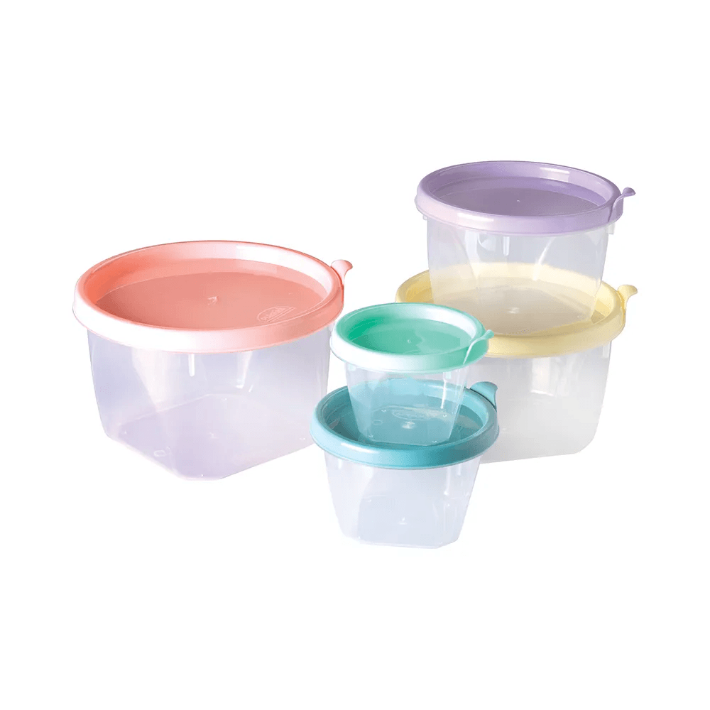 Encontraproduto.com.br - Conjunto com 5 Potes Conect Redondo Plasútil - Sortido