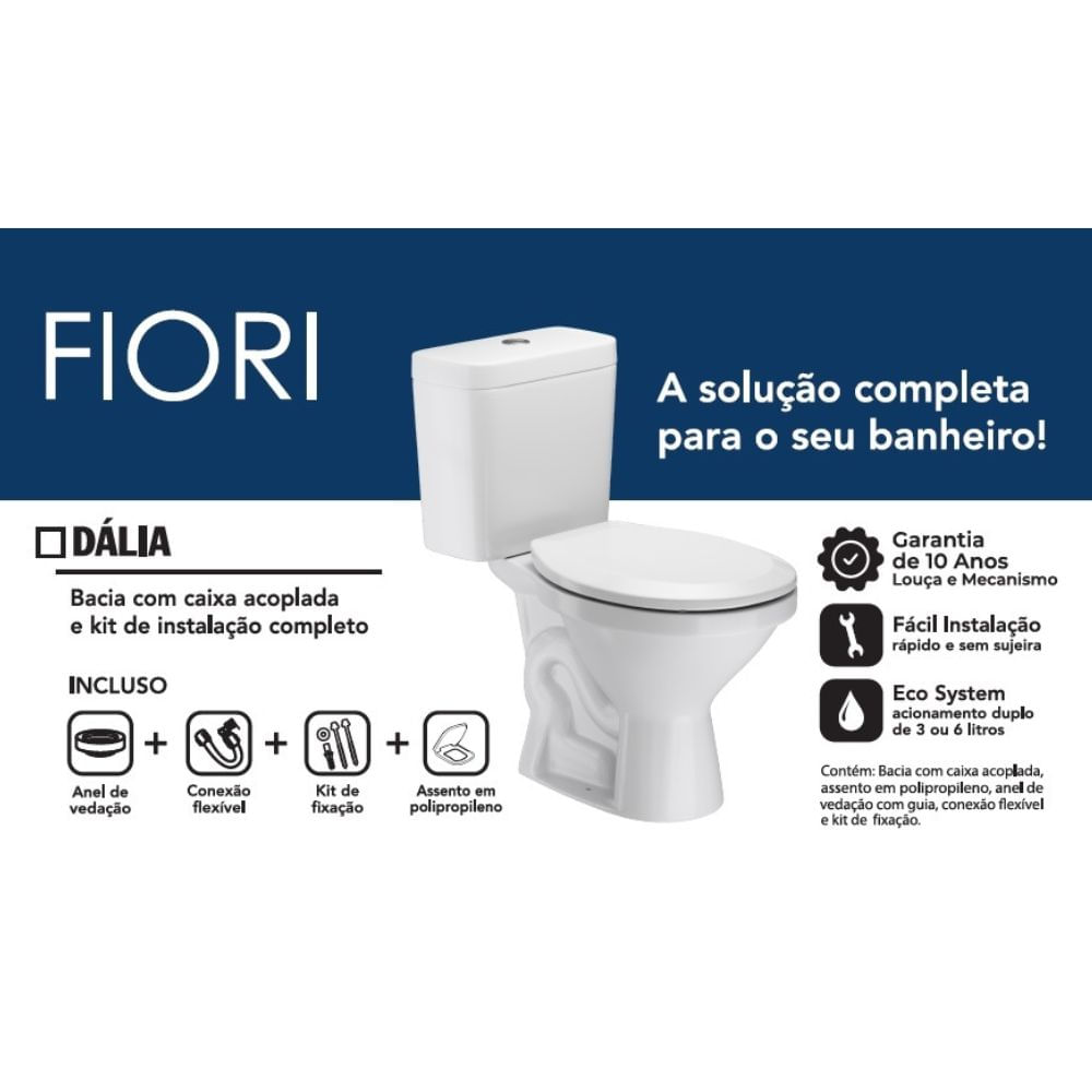 Encontraproduto.com.br - Combo Completo Dalia Bacia Com Caixa Acoplada Branco Fiori