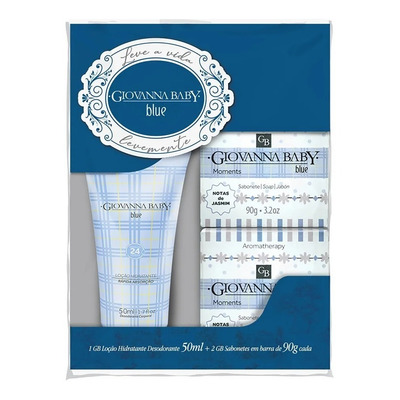 Encontraproduto.com.br - Kit Giovana Baby Eterno Encanto Blue Loção Hidratante + 2 Sabonetes Em  Barra