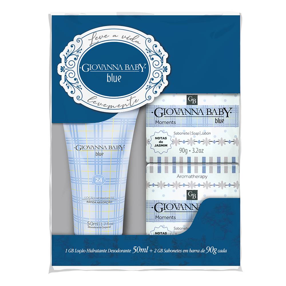 Encontraproduto.com.br - Kit Giovana Baby Eterno Encanto Blue Loção Hidratante + 2 Sabonetes Em  Barra