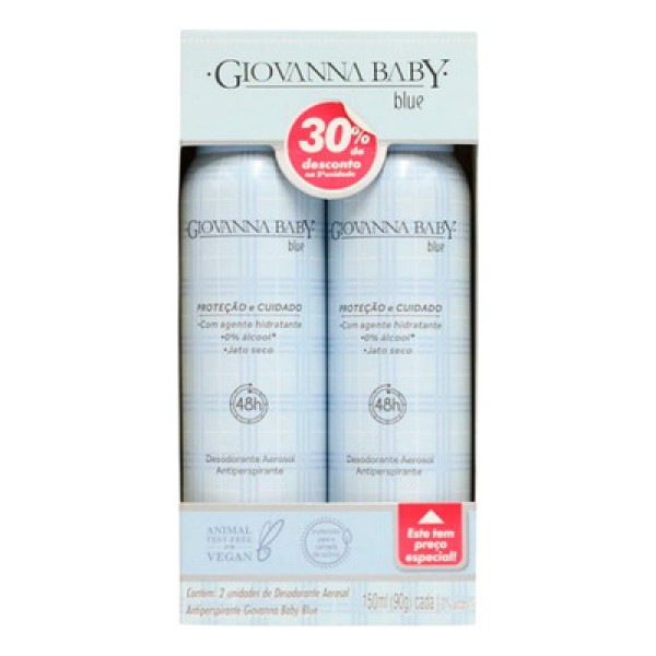 Encontraproduto.com.br - Kit Desodorante Aerossol Giovanna Baby Blue - 150ml Caixeta com 2 unidades