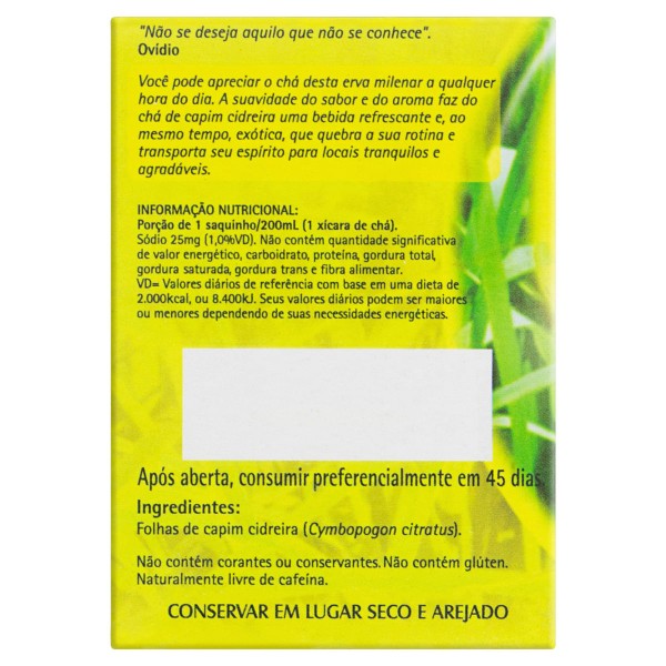 Encontraproduto.com.br - Chá Multiervas Capim-Cidreira 10g c/ 10 Unid