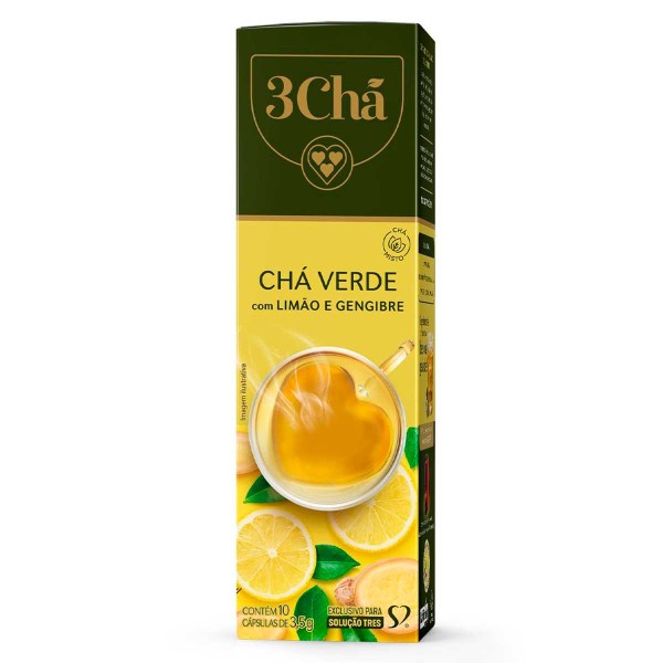 Encontraproduto.com.br - Chá em Cápsula 3 Corações Chá Verde, Limão e Gengibre | Com 10 Cápsulas