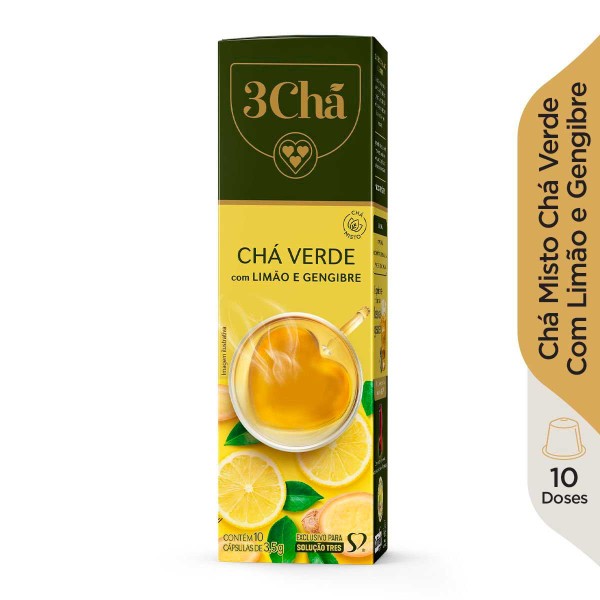 Encontraproduto.com.br - Chá em Cápsula 3 Corações Chá Verde, Limão e Gengibre | Com 10 Cápsulas