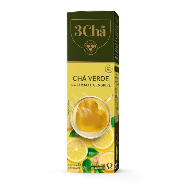 Encontraproduto.com.br - Chá em Cápsula 3 Corações Chá Verde, Limão e Gengibre | Com 10 Cápsulas