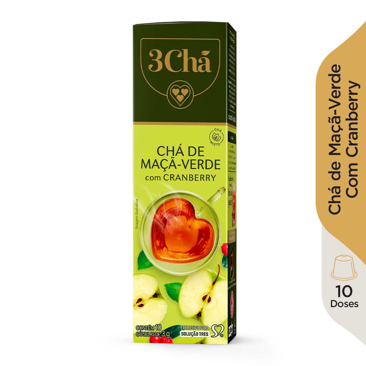 Encontraproduto.com.br - Cápsula de Chá Maçã Verde com Cranberry 3 Corações 10 Unidades