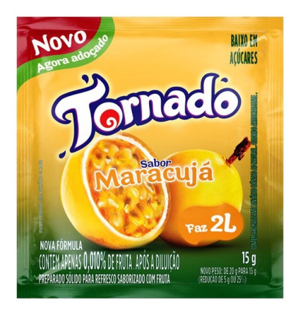 Encontraproduto.com.br - Preparado Sólido para Refresco em Pó Saborizado com Fruta Morango Tornado Pacote 15g