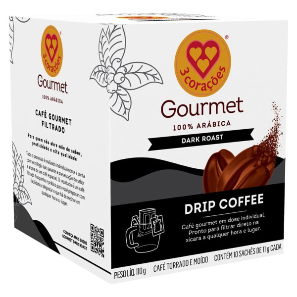 Café em Cápsula 3 Corações Dark Drip Coffee | Com 10 Cápsulas