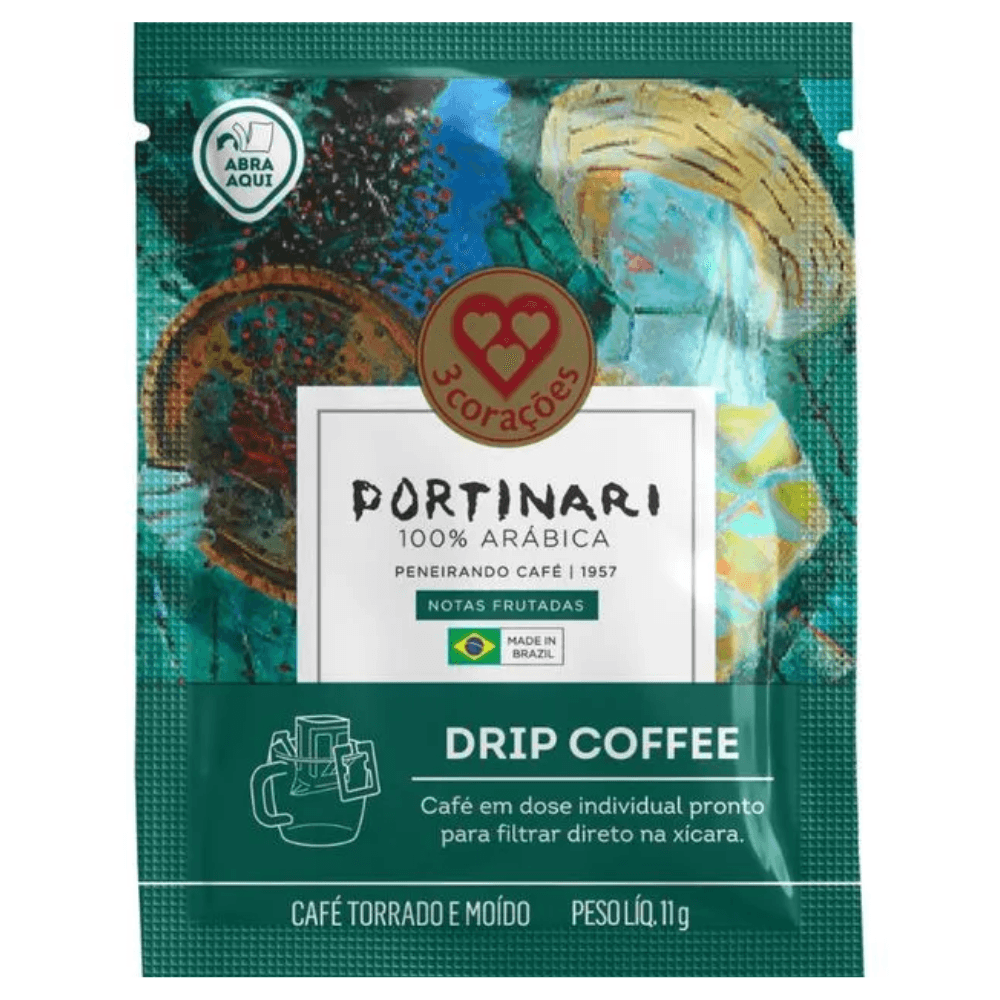 Encontraproduto.com.br - Café Torrado E Moído 3 Corações Drip Coffee Portinari Sachê 11g