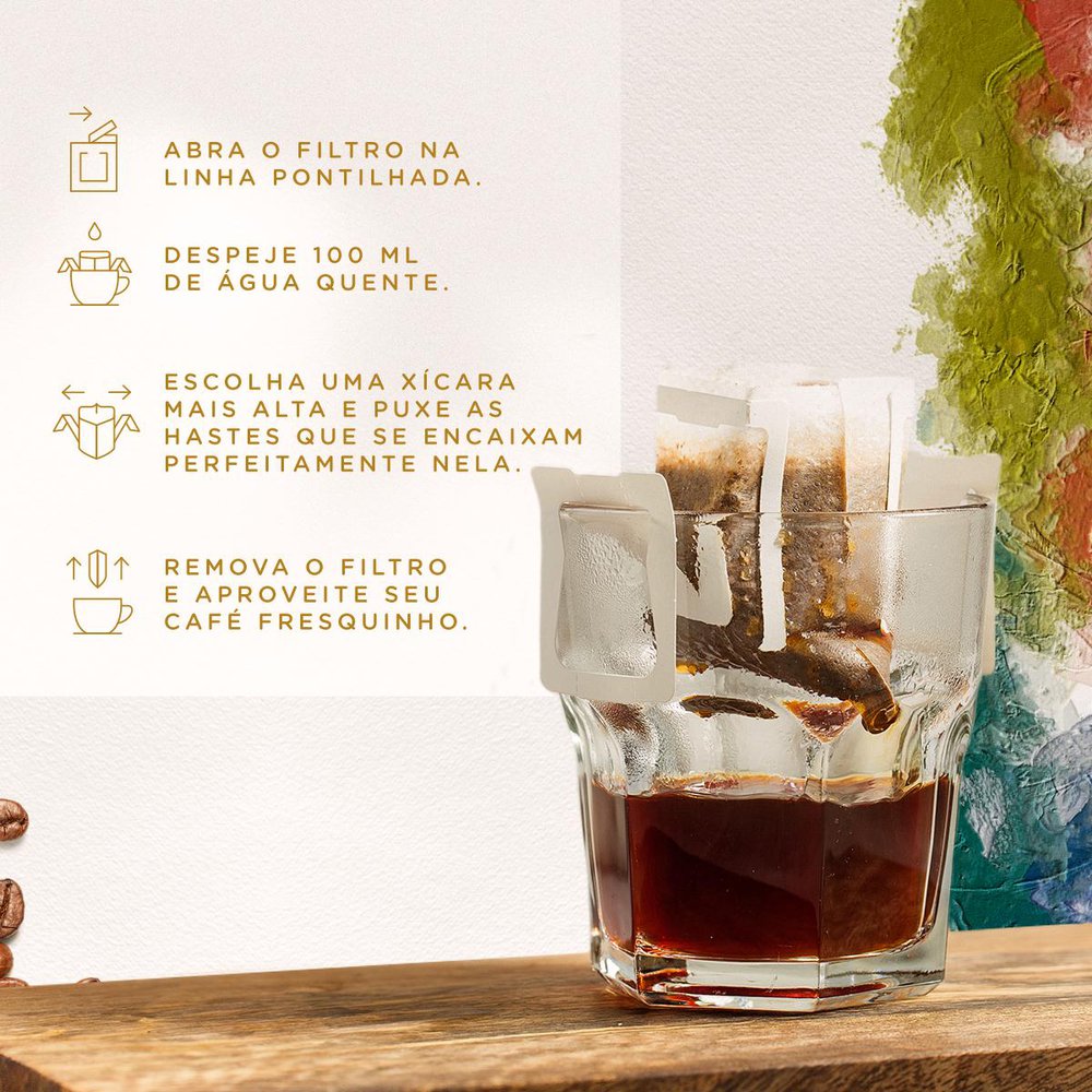 Encontraproduto.com.br - Café Torrado E Moído 3 Corações Drip Coffee Portinari Sachê 11g