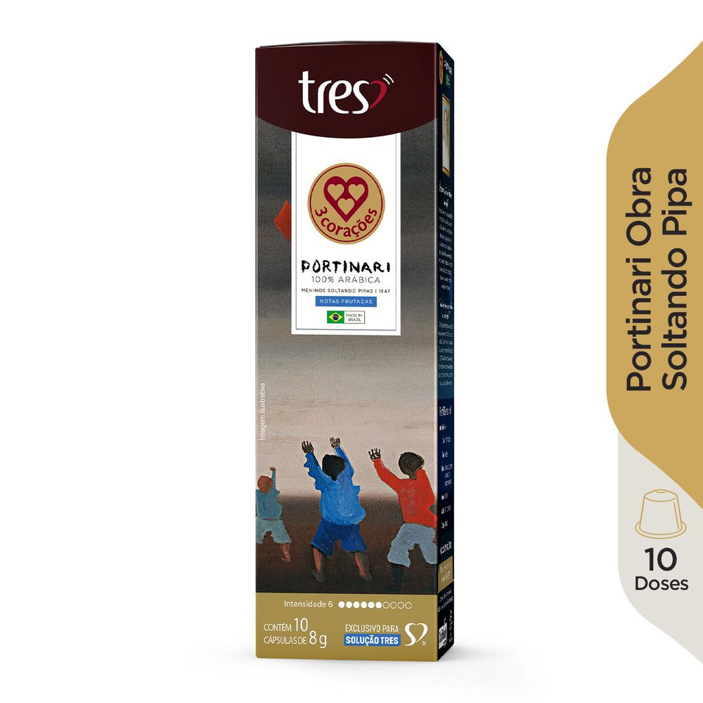 Encontraproduto.com.br - Capsulas Café 3 Corações Espresso Portinari Obra Meninos Soltando Pipa com 10 unidades