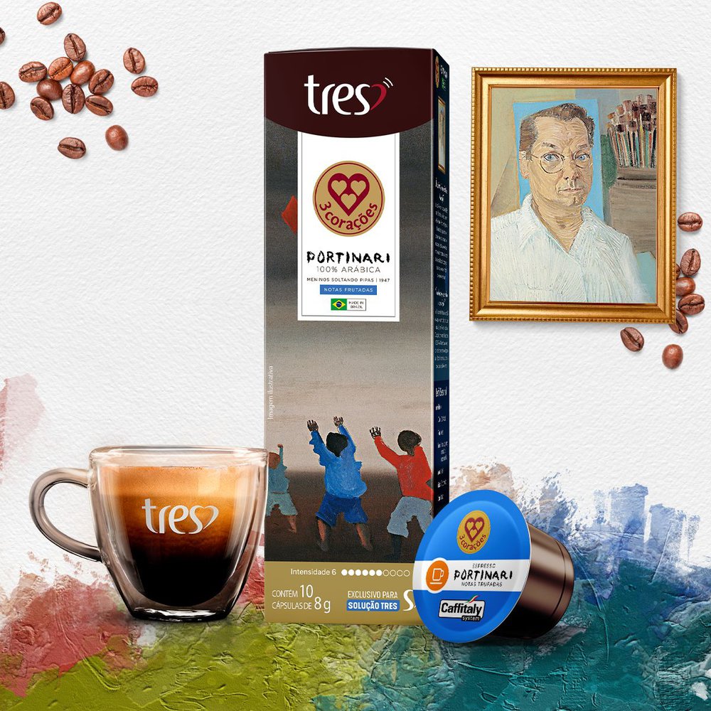 Encontraproduto.com.br - Capsulas Café 3 Corações Espresso Portinari Obra Meninos Soltando Pipa com 10 unidades