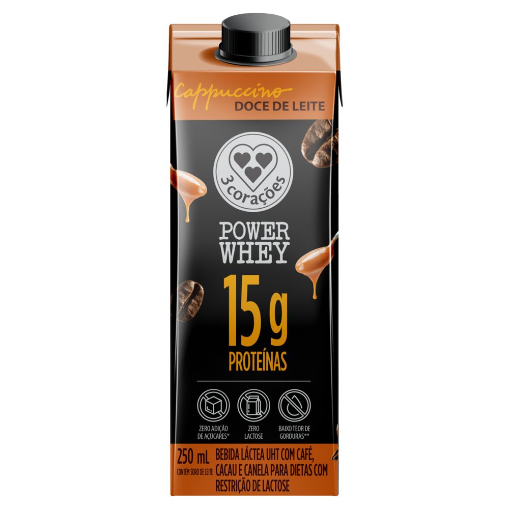 Encontraproduto.com.br - Bebida Láctea 3 Corações Power Whey Doce de Leite TP com 250ml