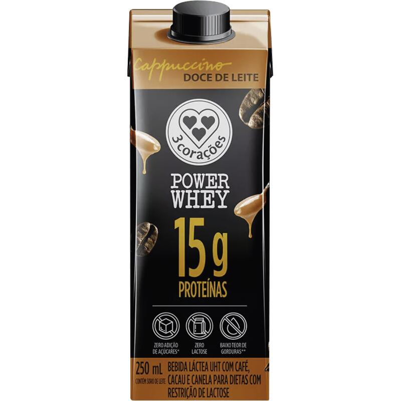 Encontraproduto.com.br - Bebida Láctea 3 Corações Power Whey Doce de Leite TP com 250ml