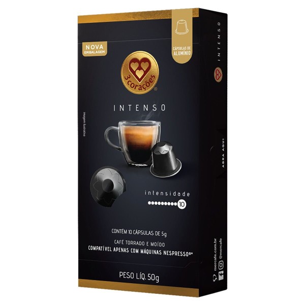 Encontraproduto.com.br - Cápsula De Café 3 Corações Intenso 50g