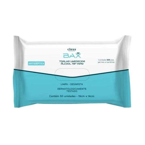 Encontraproduto.com.br - Toalha Umedecida Bax Álcool 70% Com 50 Unidades