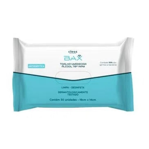 Encontraproduto.com.br - Toalha Umedecida Bax Álcool 70% Com 50 Unidades