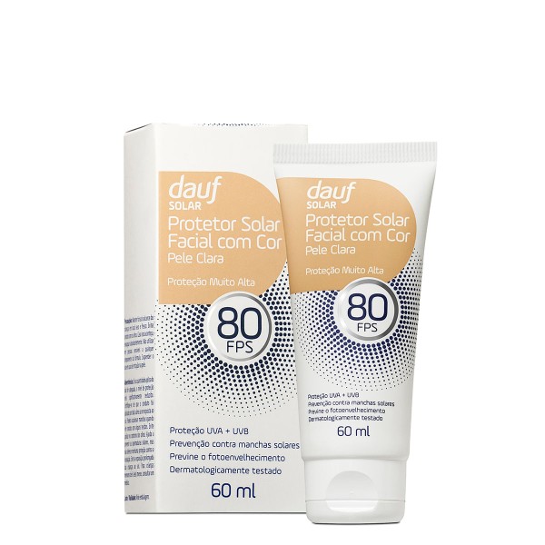 Encontraproduto.com.br - Protetor Solar Facial Dauf Fps80 Cor Bege Claro 60ml