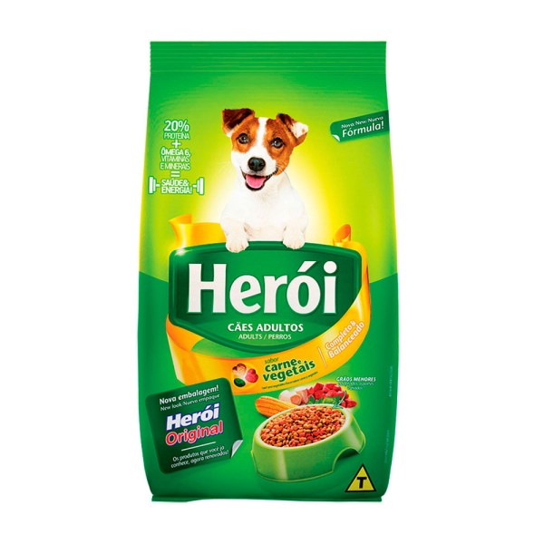 Ração Cães Adultos 25kg Carne e Vegetais Herói