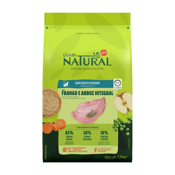 Encontraproduto.com.br - Ração Guabi Natural Gatos Castrados Frango e Arroz Integral