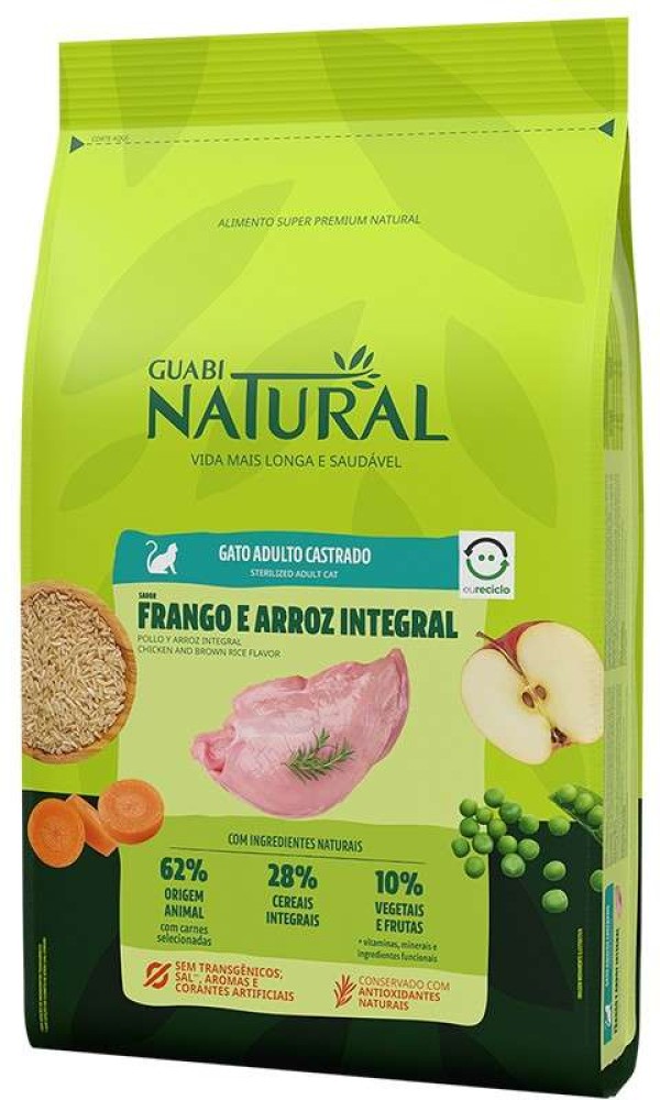 Encontraproduto.com.br - Ração Guabi Natural Gatos Castrados Frango e Arroz Integral