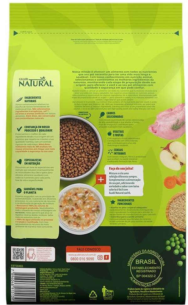 Encontraproduto.com.br - Ração Guabi Natural Gatos Castrados Frango e Arroz Integral
