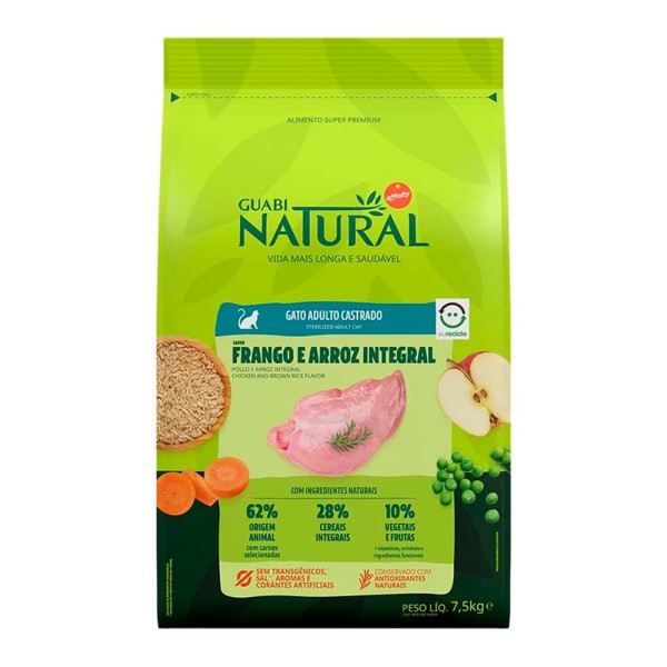 Encontraproduto.com.br - Ração Guabi Natural Gatos Castrados Frango e Arroz Integral