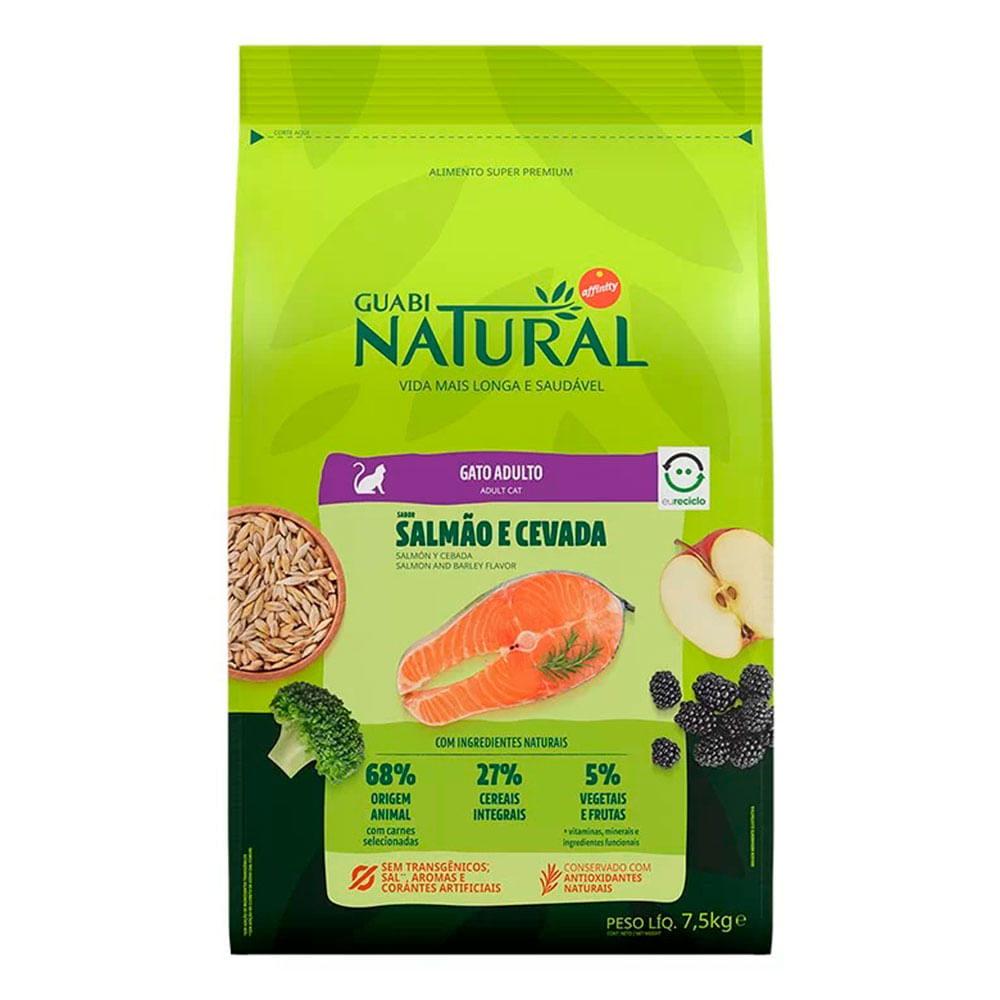 Ração Guabi Natural Gatos Adultos Salmão e Cevada