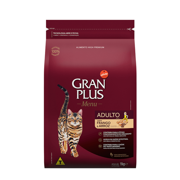 Encontraproduto.com.br - Ração Gran Plus Menu Gatos Adultos Sabor Frango e Arroz