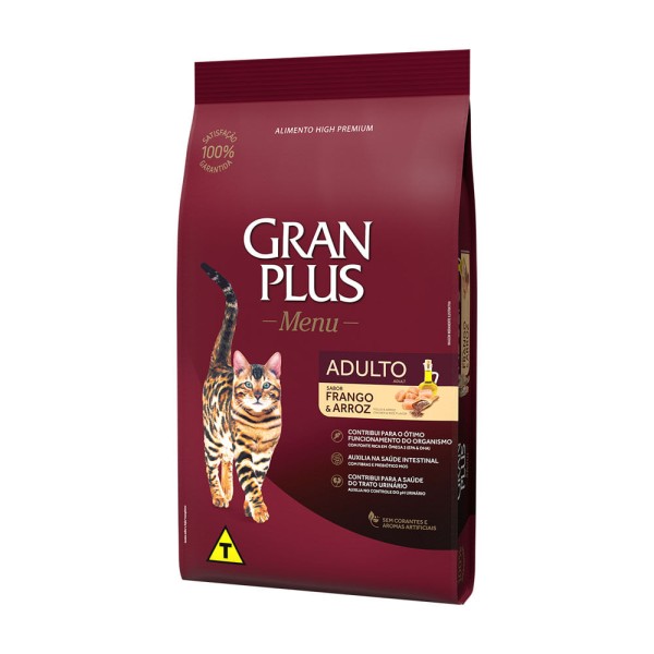 Encontraproduto.com.br - Ração Gran Plus Menu Gatos Adultos Sabor Frango e Arroz