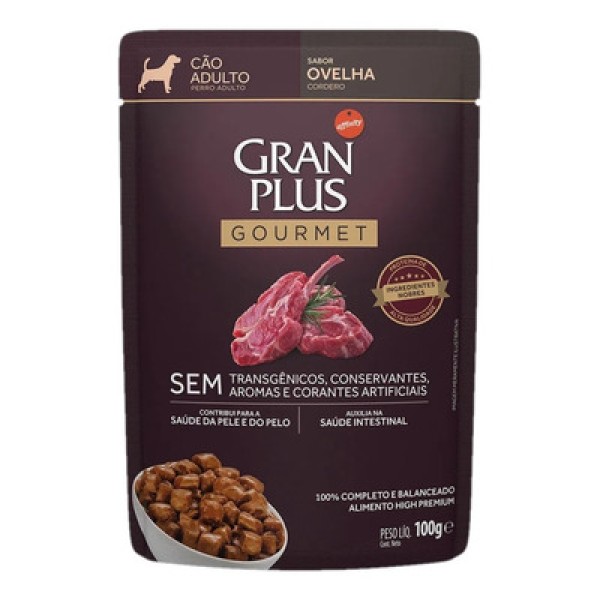 Ração Úmida GranPlus Gourmet Sachê para Cães Adultos Sabor Ovelha - 100g