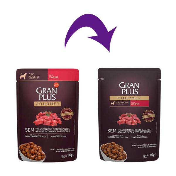 Encontraproduto.com.br - Ração Úmida Gran Plus Menu Para Cães Adultos Sachê Sabor Carne