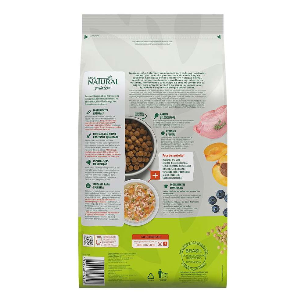Encontraproduto.com.br - Ração Guabi Natural Grain Free Cães Adultos Raças Médias Frango e Lentilha