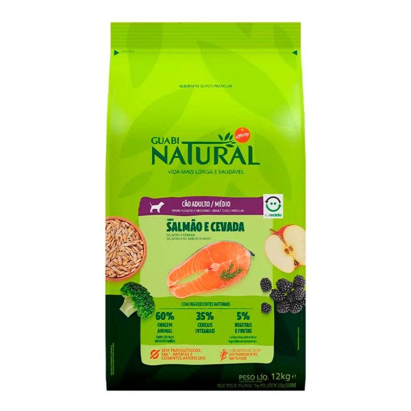 Ração Guabi Natural Cães Adultos Raças Médias Salmão e Cevada