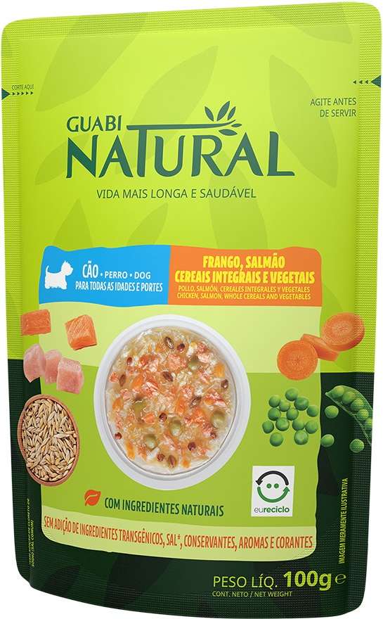 Encontraproduto.com.br - Ração Úmida Guabi Natural Para Cães Adultos Salmão e Frango - 100g