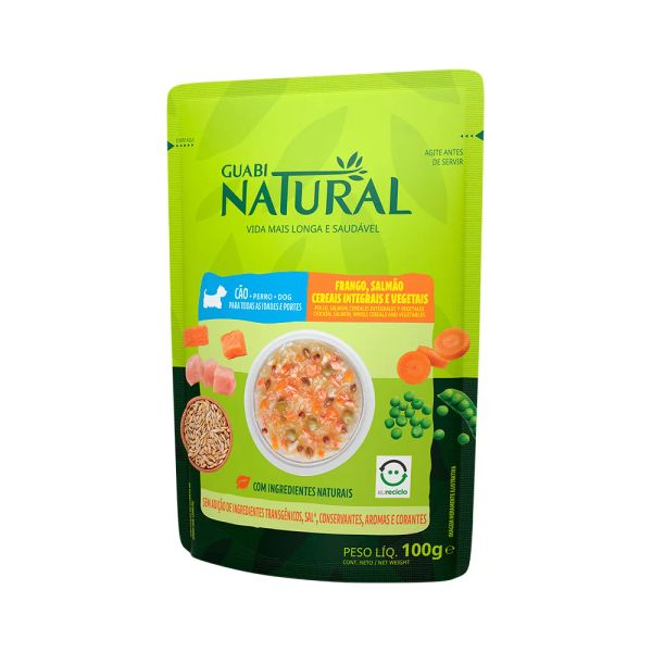 Encontraproduto.com.br - Ração Úmida Guabi Natural Para Cães Adultos Salmão e Frango - 100g