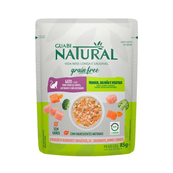Encontraproduto.com.br - Ração Úmida Guabi Natural Grain Free Sachê Gatos Castrados Salmão e Frango