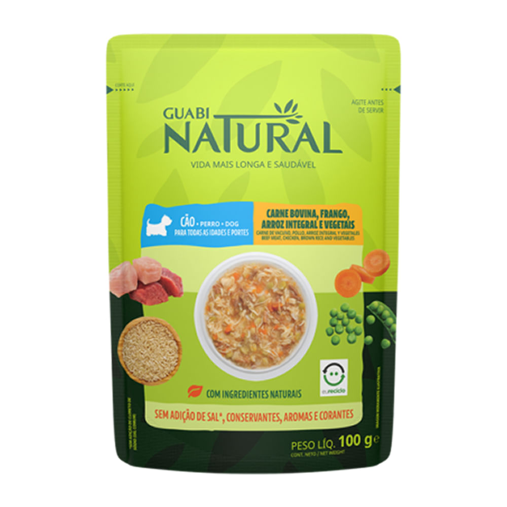 Encontraproduto.com.br - Ração Úmida Guabi Natural Cães Carne, Frango, Arroz e Vegetais