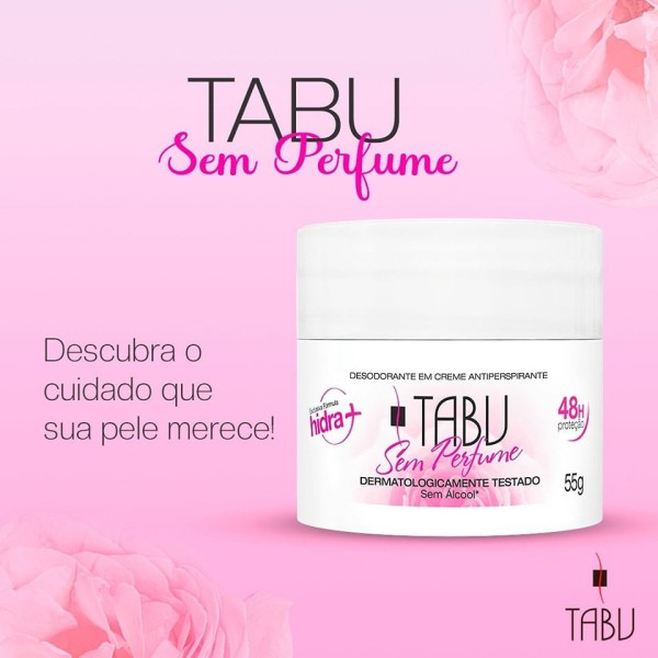 Encontraproduto.com.br - Desodorante Creme Antitranspirante Tabu Sem Perfume 55G