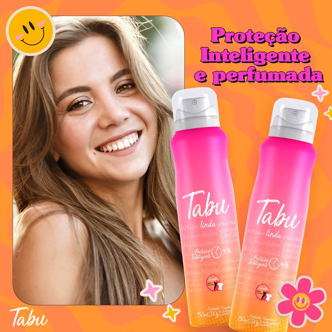 Encontraproduto.com.br - Kit Desodorante Aerosol Antitranspirante Tabu Linda 150Ml com 3 Unidades