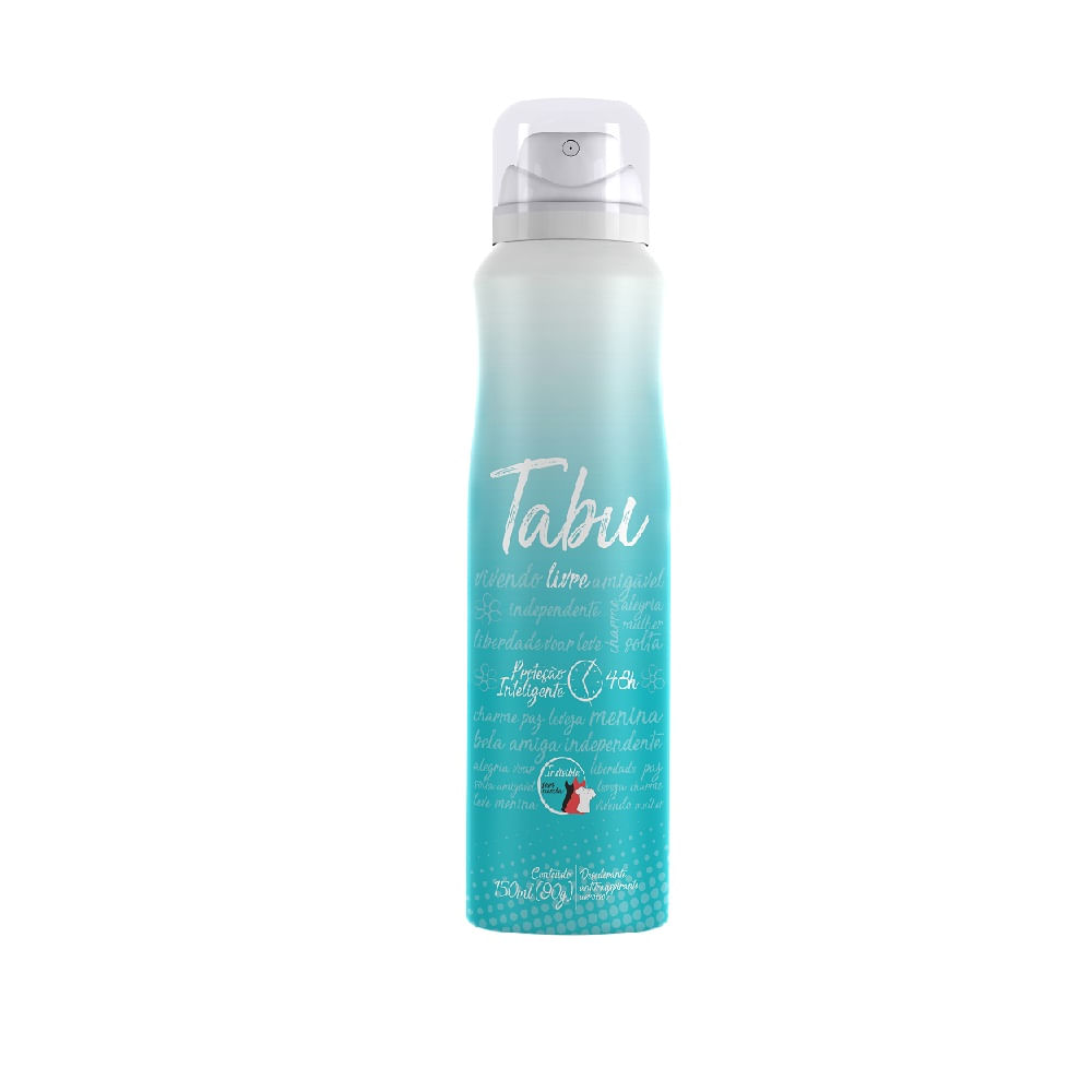 Encontraproduto.com.br - Kit Desodorante Aerosol Antitranspirante Tabu Livre 150Ml com 3 Unidades