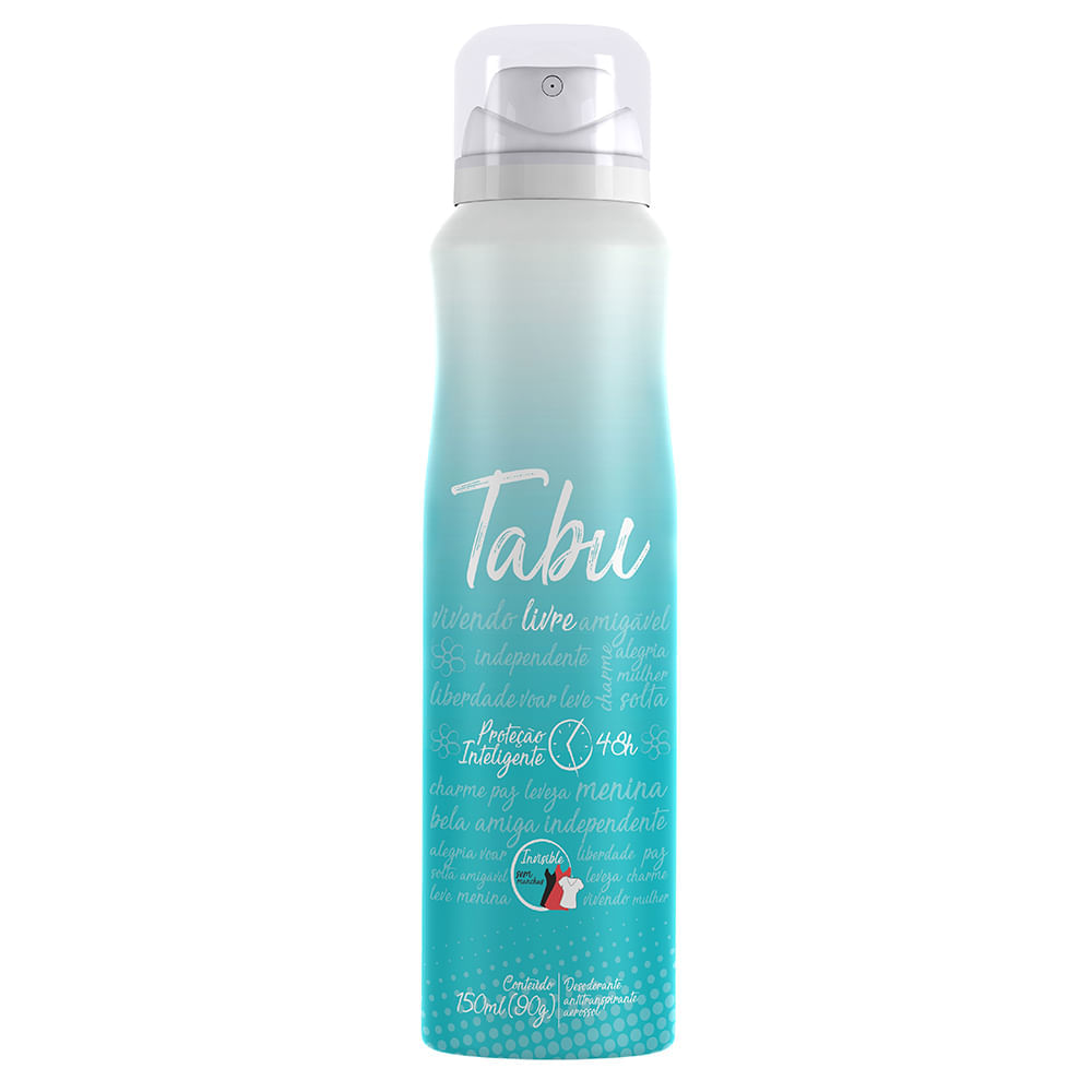 Encontraproduto.com.br - Kit Desodorante Aerosol Antitranspirante Tabu Livre 150Ml com 3 Unidades
