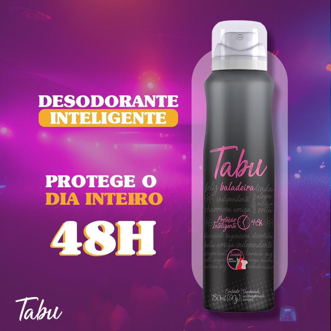 Encontraproduto.com.br - Kit Desodorante Aerosol Antitranspirante Tabu Collection 150ML com 5 Unidades