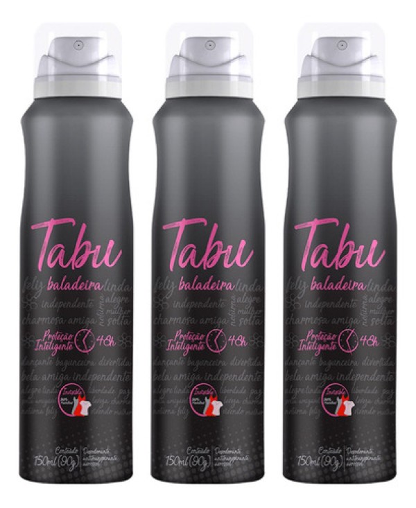 Kit Desodorante Aerosol Antitranspirante Tabu Collection 150ML com 5 Unidades