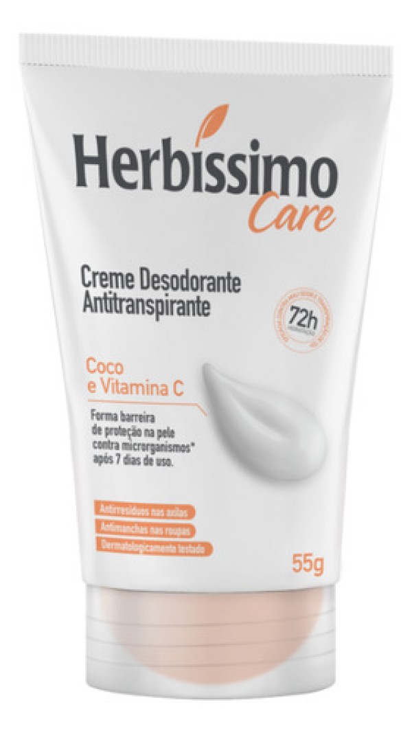 Desodorante Antitranspirante Creme Herbíssimo Care Coco e Vitamina C 55g