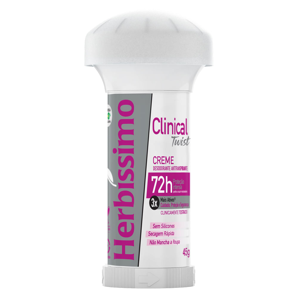 Encontraproduto.com.br - Kit Desodorante Twist Antitranspirante Herbíssimo Clinical Rosa 45G c/3 unidades