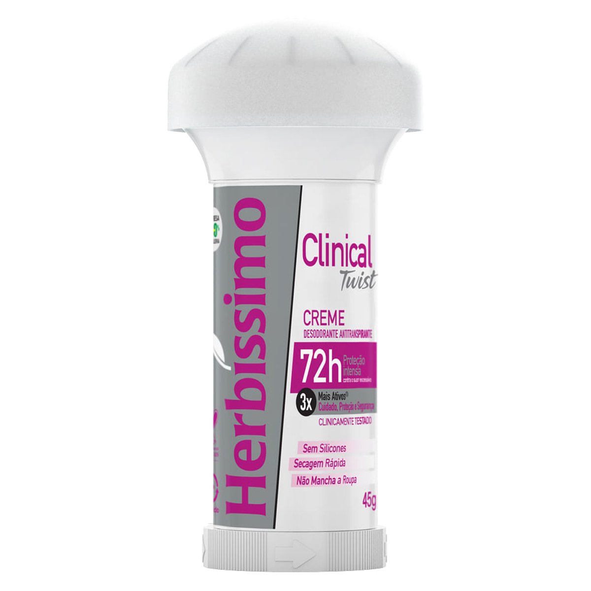 Encontraproduto.com.br - Kit Desodorante Twist Antitranspirante Herbíssimo Clinical Rosa 45G c/3 unidades