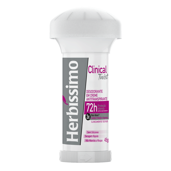Encontraproduto.com.br - Kit Desodorante Twist Antitranspirante Herbíssimo Clinical Rosa 45G c/3 unidades