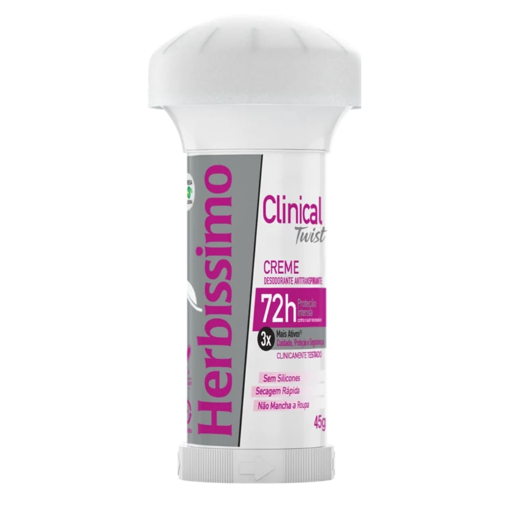 Kit Desodorante Twist Antitranspirante Herbíssimo Clinical Rosa 45G c/3 unidades