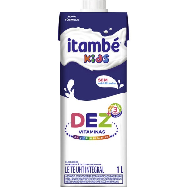 Encontraproduto.com.br - Leite UHT Integral Itambé Kids Dez Vitaminas Caixa com Tampa 1l